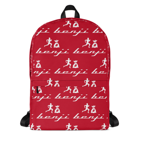 "Multi Benji" Red (White logo) Backpack W/Front pouch