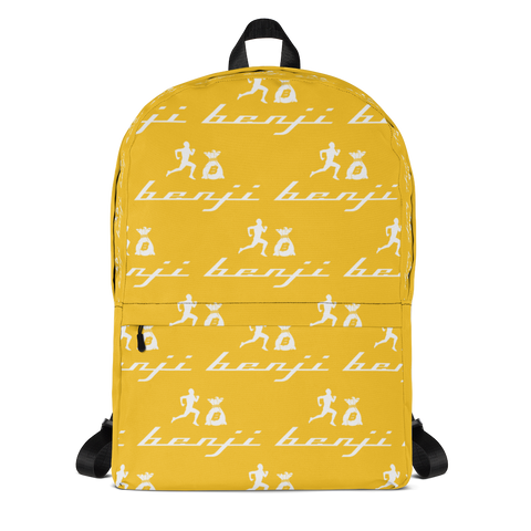 "Multi Benji" Yellow (White logo) Backpack W/Front pouch