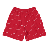 "Benji Stacked" Red (White Logo) Mens Shorts