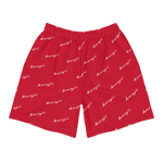 "Benji Stacked" Red (White Logo) Mens Shorts