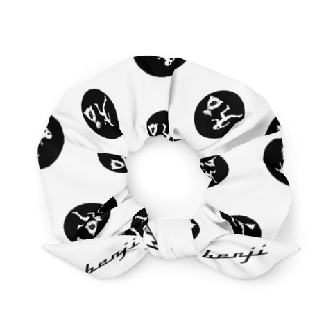 W. "Run it up Stamp" White (Black logo) Scrunchie