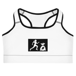 "W. Sup run it up/Benji" White (Black logo) Sports bra