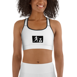 "W. Sup run it up/Benji" White (Black logo) Sports bra