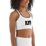 "W. Sup run it up/Benji" White (Black logo) Sports bra