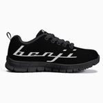 "Original Benji" Black (White logo) Kids' Lightweight Mesh Sneakers