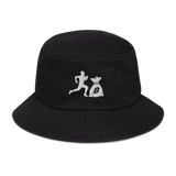 "Run it up" Black Denim (White logo) bucket hat