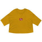 "W. Run it up Patch" Mustard (Red logo) Embroidered Loose drop shoulder crop top