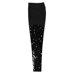 "W.Benji" Black/Stars (White logo) Sports Leggings