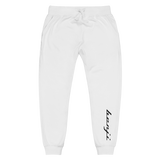 "Benji" White (Black logo) Fleece Sweatpants