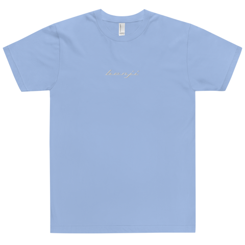 "Single Benji" Baby blue (White logo) Embroidered T-Shirt