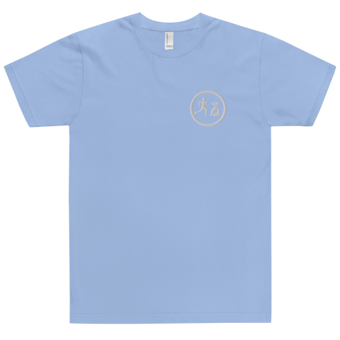 "Run it up circle" Baby blue (White logo) Embroidered T-Shirt