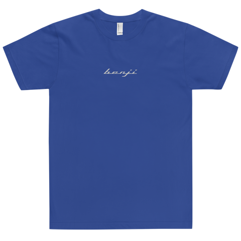 "Single Benji" Blue (White logo) Embroidered T-Shirt