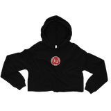 W. "Cir. CTB" Black (Red logo) Embroidered Crop Hoodie