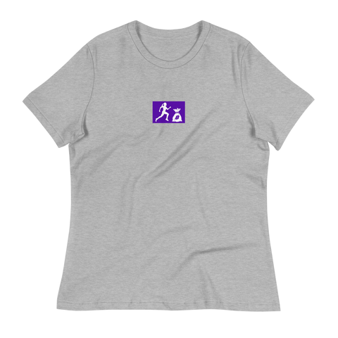 W. "Sup. Run it up" Grey (Purple logo) Women's Relaxed T-Shirt