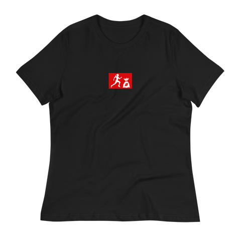 "Sup. Run it up" Black (Red logo)  Women's Relaxed T-Shirt