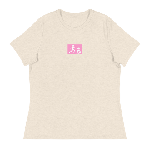 W. "Sup. Run it up" Prism Light Pink (pink logo) Women's Relaxed T-Shirt